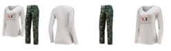 Concepts Sport Women's Green, White Miami Hurricanes Flagship Long Sleeve T-shirt and Pants Sleep Set